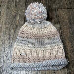 Steve Madden Women's Ribbed Knit Pompom Beanie Hat